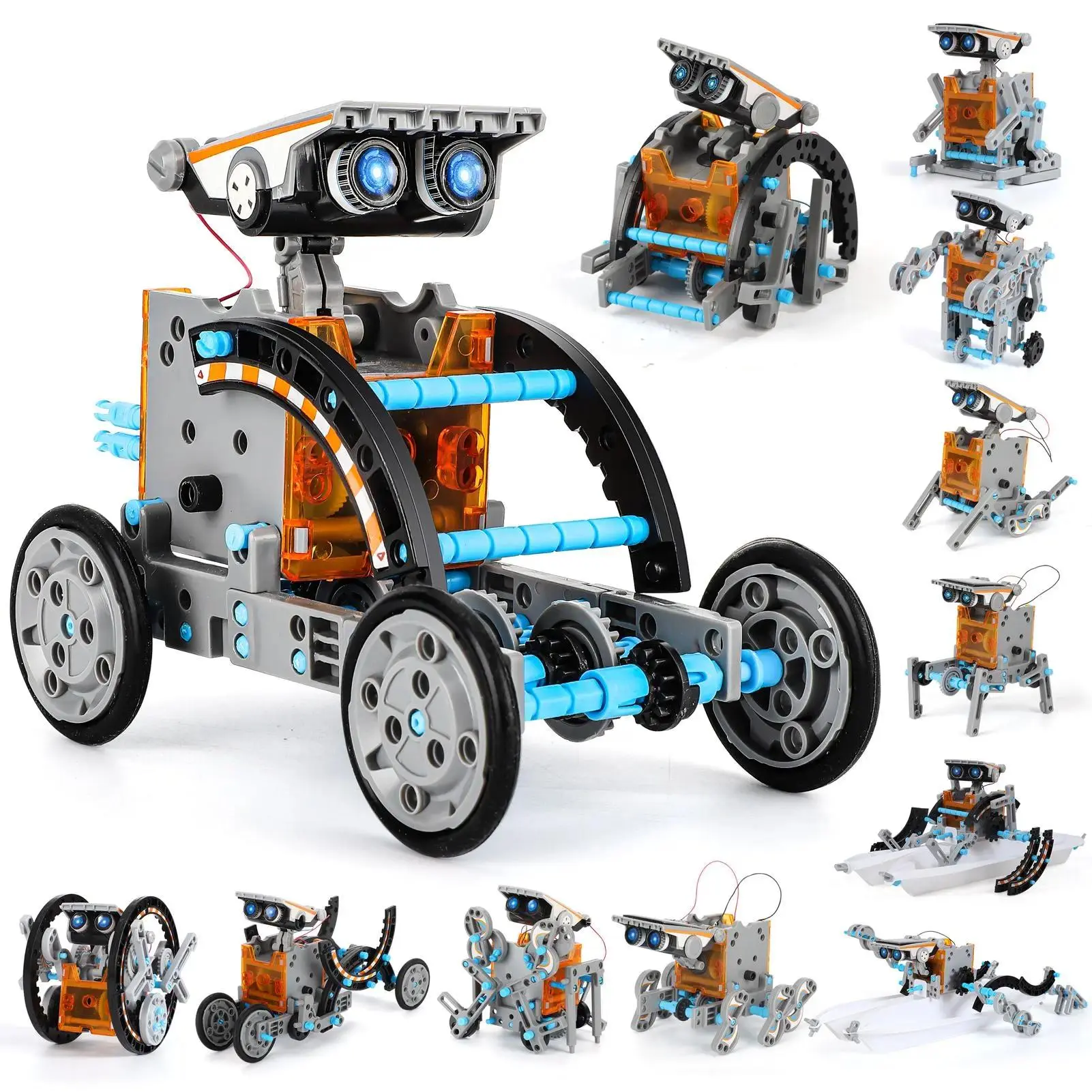 12-in-1 STEM Solar Robotics Kit, 190pcs Durable & Non-Toxic Educational Building Science Experiment Set, Kids' Birthday/Christmas Party Gift