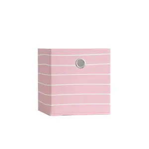 Style Selections Pink Stripe Fabric Collapsible Bin - 10.5-in W x 11-in H x 10.5-in D Boxes Decorative