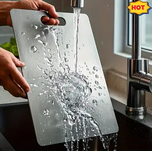 High-Quality Titanium Steel Cutting Board, Dual-Sided Food Grade Stainless Steel, SmoothSurface, Durable and Easy to Clean