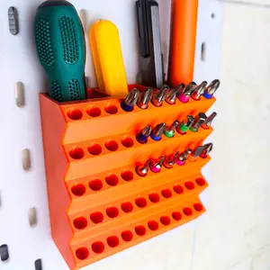 Drill Bit Holder 50 Slots + 3 Screwdriver Bits, Tool Box Drill Bit Organizer Compatible with 6.35 Hex Screws, Hole Board Adapter