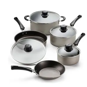 Champagne 9-Piece Non-Stick Cookware Set for Kitchen Glass Handles