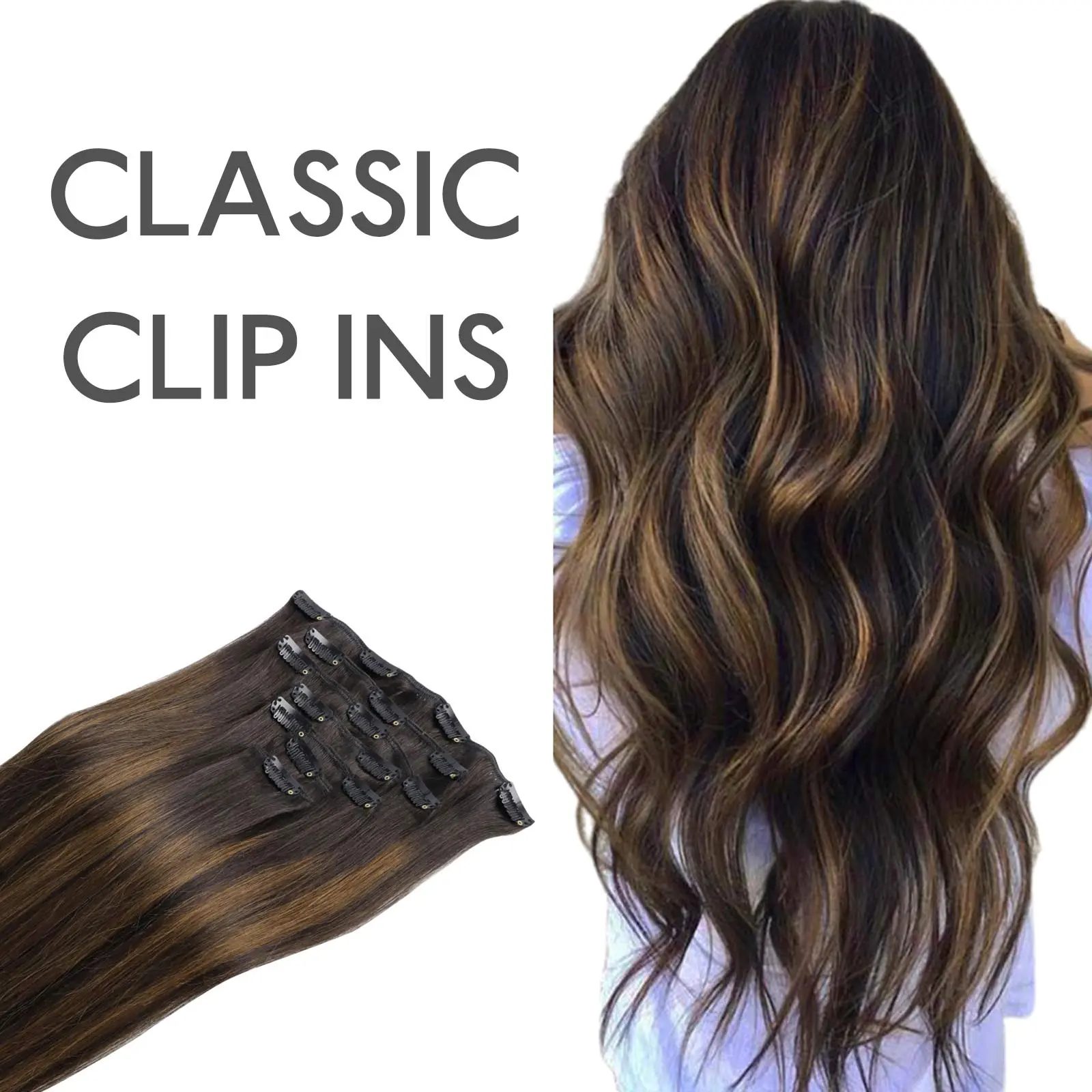 #2/6/2 Balayage Dark Brown Mixed Chestnut Brown