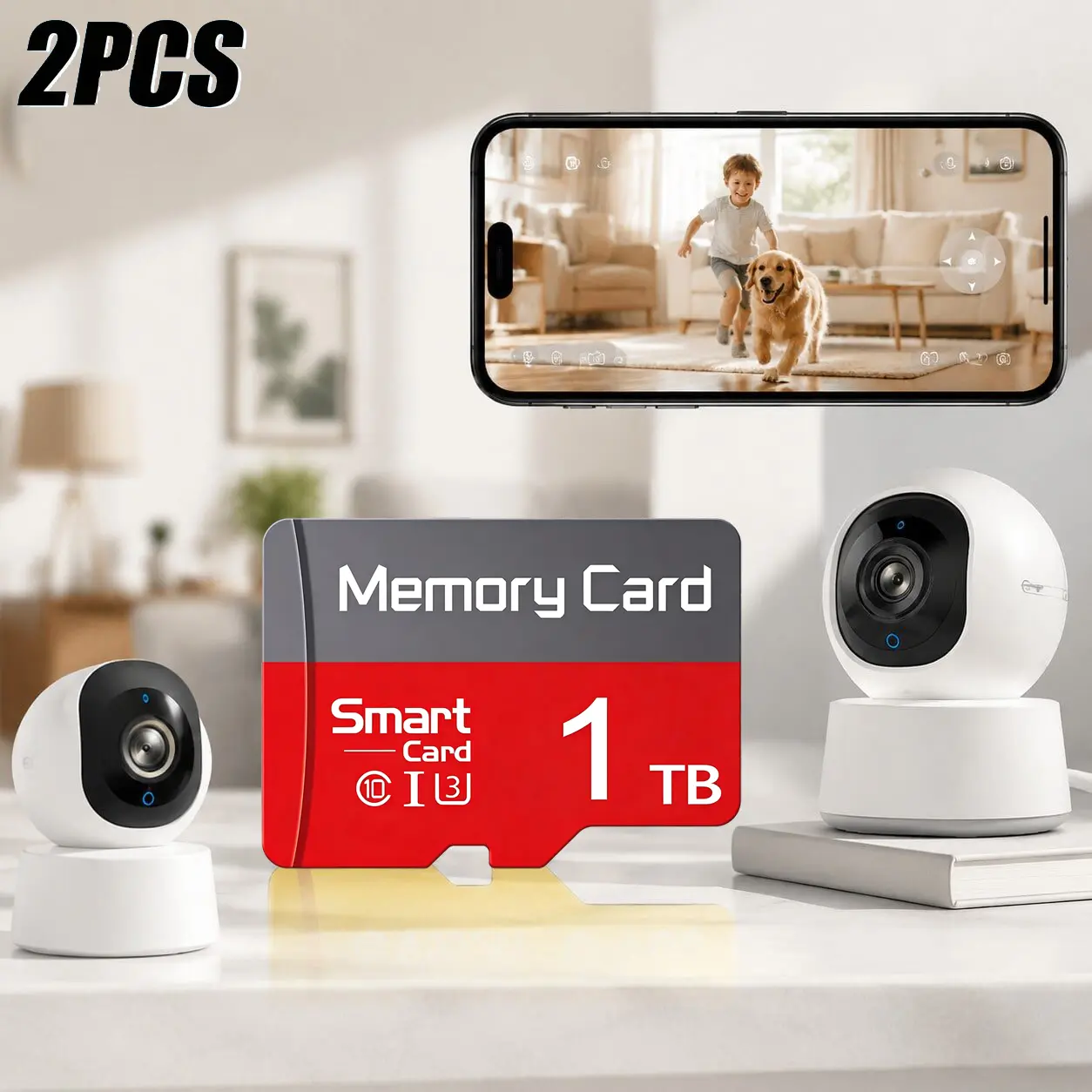 2 Pieces 1TB micro sd card, Comes with SD Card Adapter, Wide Compatibility, Class 10, sd card, TF Card, sd memory card for Desktop PC, Car Speaker, Surveillance Camera