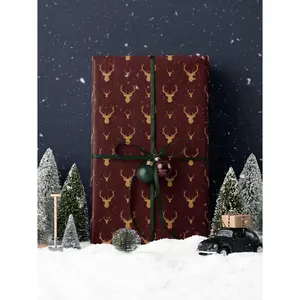 Deer Christmas Wrapping Paper Holiday Gift Wrap Festive Gift Wrap Reindeer Gift Wrap Elegant Christmas Gift Wrap Seasonal Gift Wrap Elk C031219
