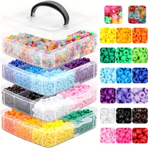4800pcs 6x9mm Glossy Pony Beads Jewelry Kit, 36 Colors, Ideal for Bracelets, Necklaces, Keychains, DIY Craft Supplies, Jewelry Making Kit