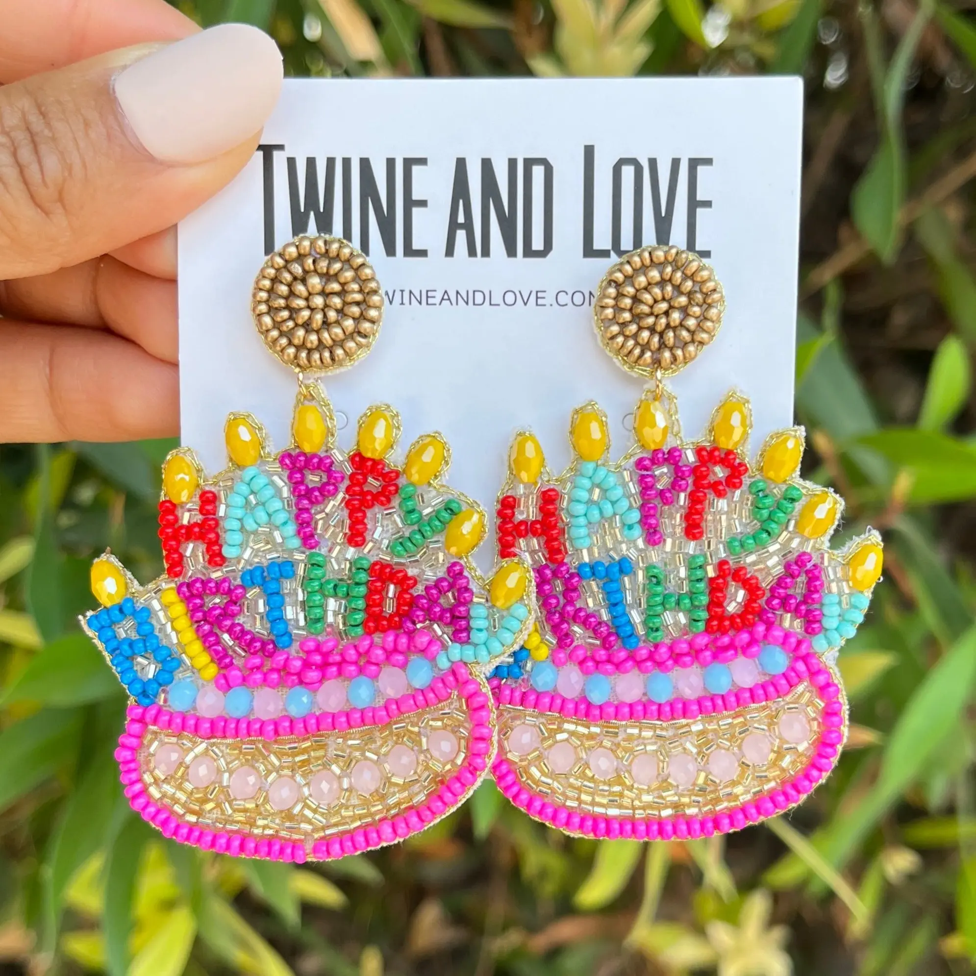 Birthday Cake Beaded Earrings