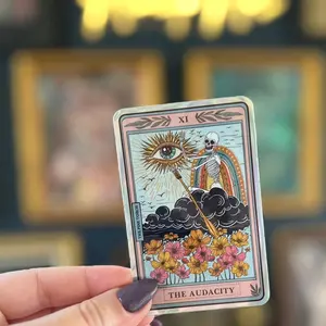 The Audacity Tarot Card Holographic Sticker, Audacity Tarot Card sticker,Waterproof Tarot Card Sticker, Water bottle, laptop, phone stickers