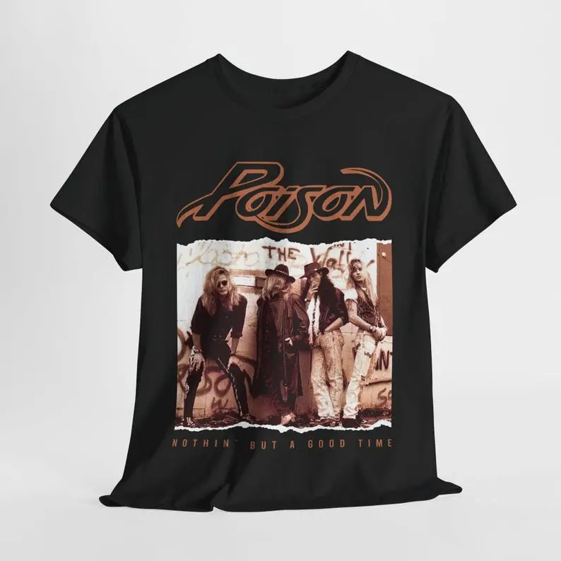 Vintage Poison Band Tee, 90s Rock Concert Graphic Unisex T-Shirt, Short-sleeve, Menswear Top