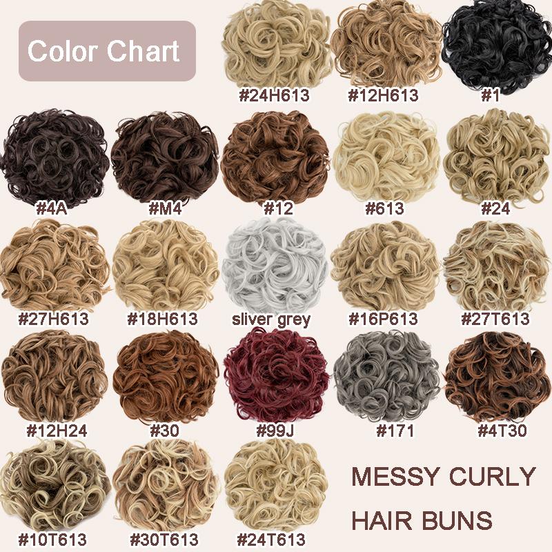 Short Messy Curly Hair Bun Extension Easy Stretch Hair Combs Clip In Ponytail Extension Scrunchie Chignon Ponytail Hairpieces Wavy Synthetic