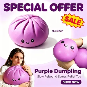 9.84 Inch Large Purple Dumpling Squishy Toy Soft TPR Material Stress Relief Squeeze Fidget Toy Ideal for Teens and Adults to Relieve Anxiety and Boredom No Packaging Included