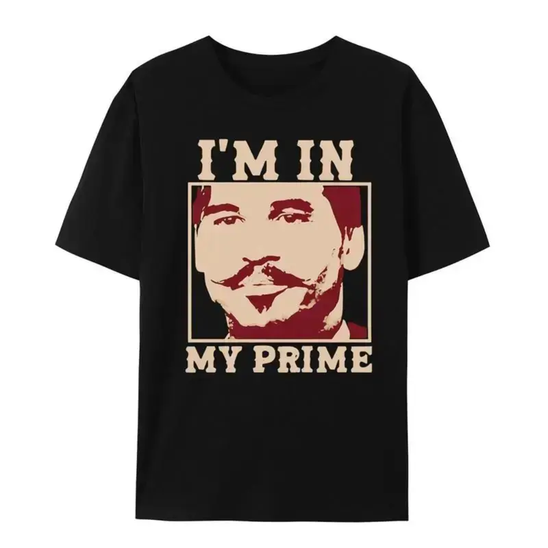 [180g Premium Vintage Print T-Shirt] Doc Holiday -I'M In My Prime.- Tombstone -Movie Vintage Print T-Shirt For Men And Boys - Premium Quality, Casual, Short Sleeve, Crew Neck, Comfortable, Classic Fit, Gifts - Summer Casual Street Wear Essential - 220g