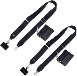 2 Pack Clip and Go Strap for Phone with Wallet Crossbody - Phone Strap Crossbody with Zippered Pouch, Multifuctional Adjustable Cell Phone Lanyard for Going out