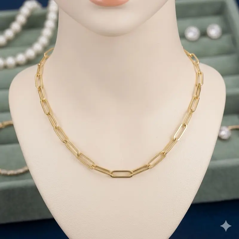 Elegant Gold-Tone Chain Necklace for Women and bracalet Set Stylish and Durable Jewelry Accessory Available in Sizes 17,18”,19”,20”,22” and 24” Set with bracelet
