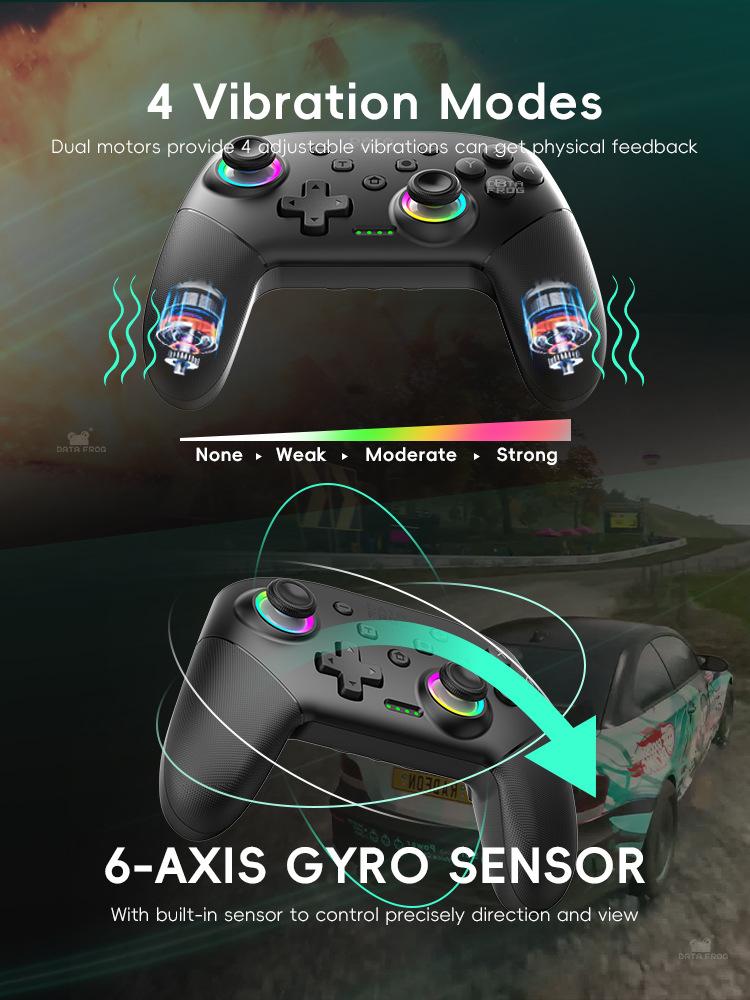 Wireless Bluetooth Game Controller For Switch Smart Game Controller, Pro Controllers Compatible with 6-Axis Sensor/C Button/Hall Effect Joysticks/Macro/Wake-up/RGB LED Light/Dual Vibration, Bluetooth Gamepad for Switch/Lite/OLED/PC/ios/android/PC