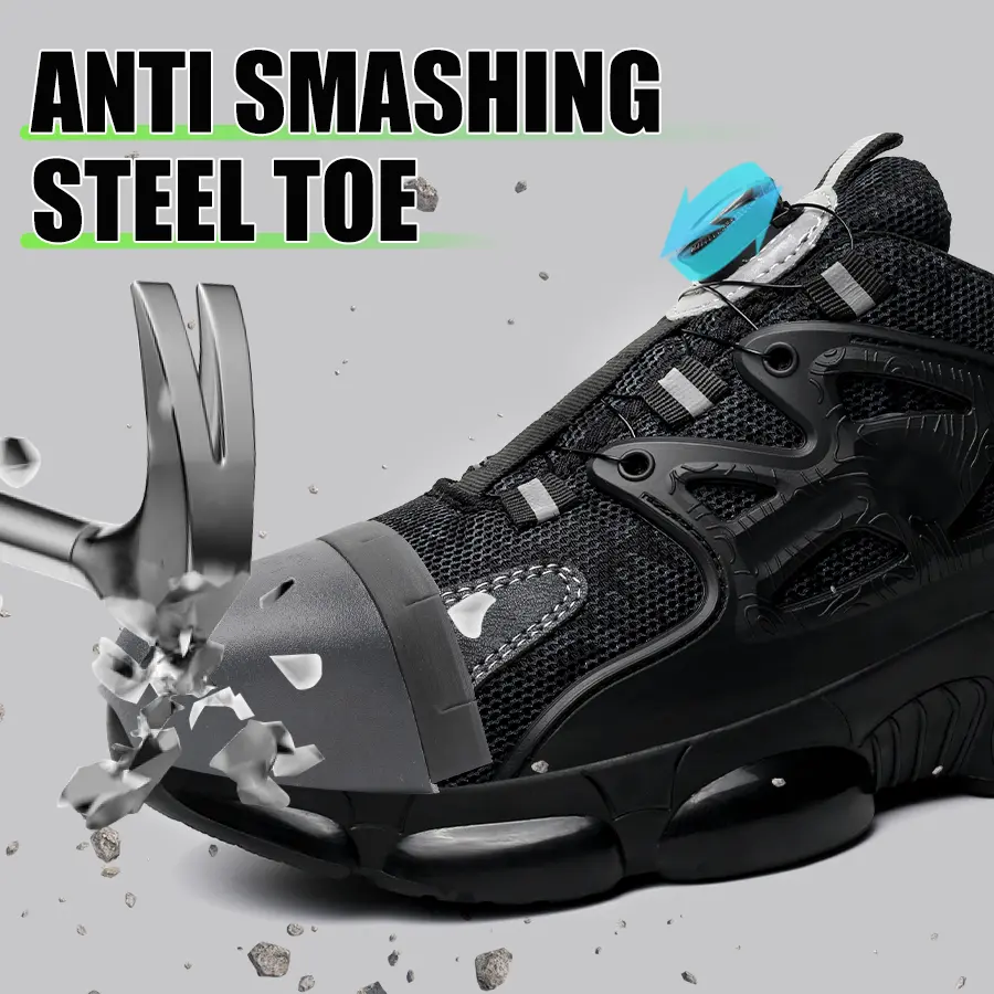 Men's Steel Toe Safety Shoes, Breathable Anti-Puncture Work Sneakers, Comfortable Work & Safety Footwear, Closed-Toe Work & Safety Footwear