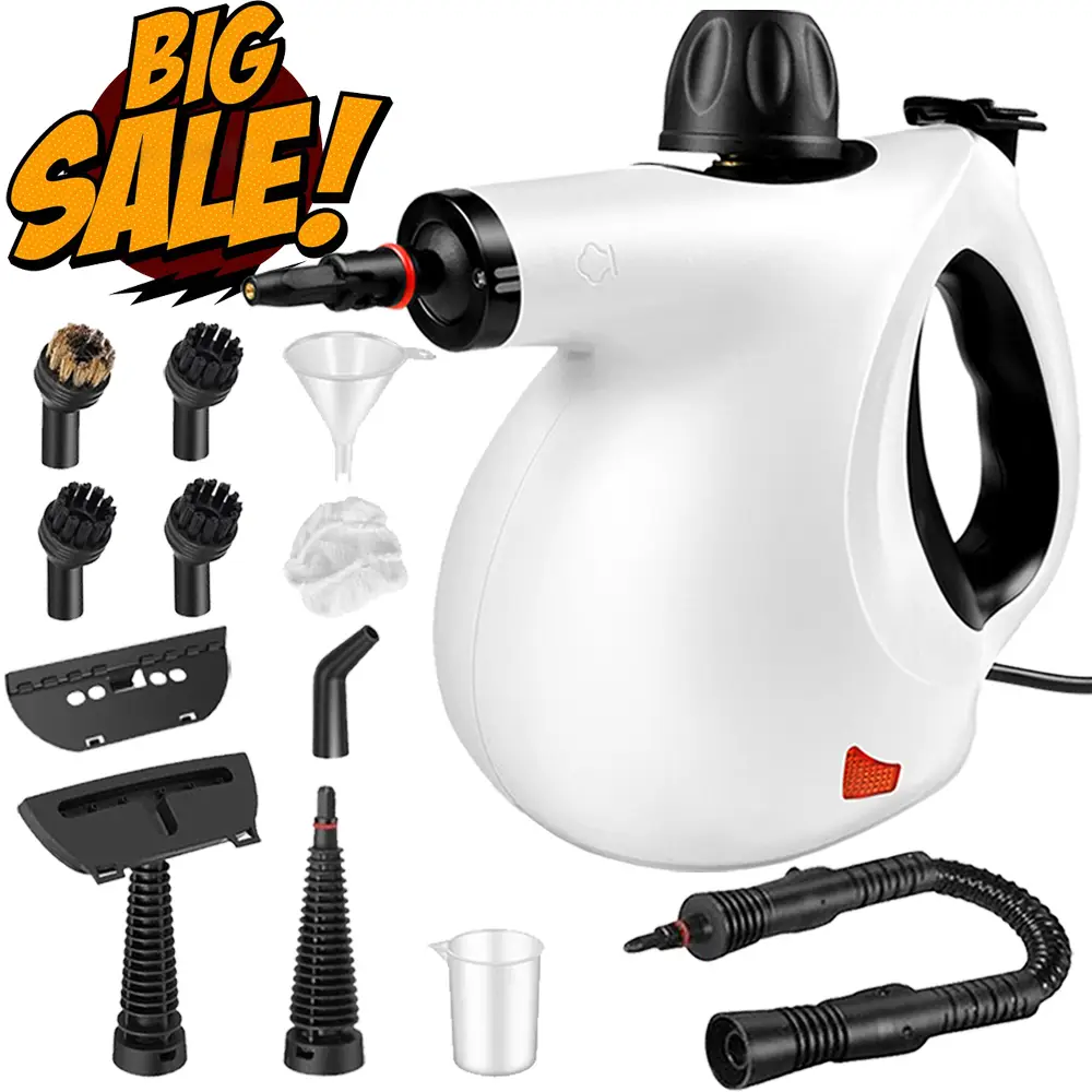 Multi-Surface Steam Cleaner Tool,12Accessory,with Detachable Brush Heads,Safety Lock,Multifunctional Portable High-Pressure Steam Cleaning Machine for