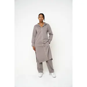Grey Hooded Abaya (Zipped) - REST DAY CAPSULE