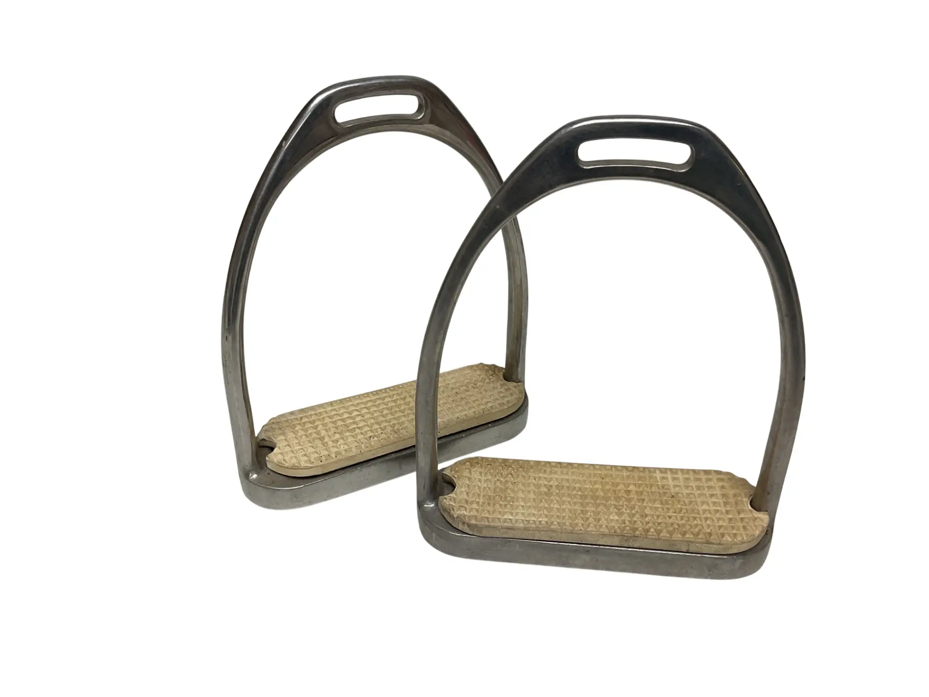 Unisex 4.75" Traditional Fillis Stirrup Irons - Stainless Steel Equestrian Tack for Horse Riding, Un-used with Visible Shows Wear