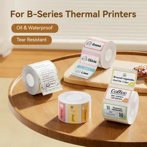 NIIMBOT Large Format Thermal Label Paper - Colored Transparent, Water/Oil/Tear/Scratch Resistant, BPA-Free - Compatible w/   B-Series Thermal Label Printer - for Home, Name Labels & Commercial Use