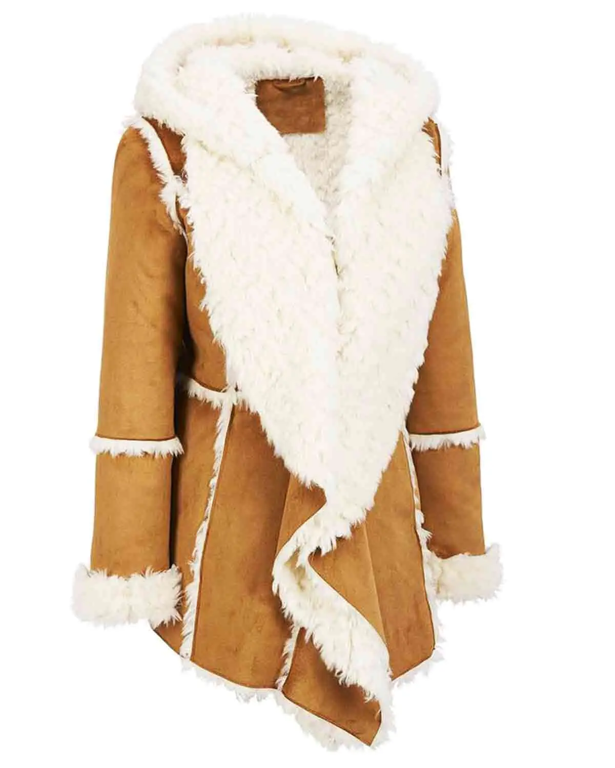 MotorCycleJackets Womens Brown Fur Suede Overcoat
