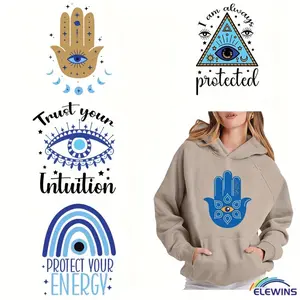 6 Pcs Evil Eye DIY DTF Transfer Stickers Washer Friendly Heat Transfer Decals for T Shirts Masks Jeans Backpacks4 Craft