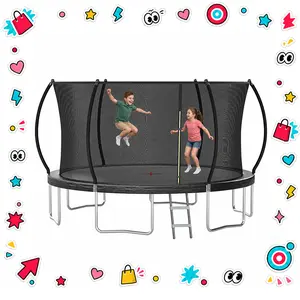 12FT  14FT 16FT SkyBound Trampoline with Curved Safety Padded Poles - Large Outdoor Backyard ASTM Safety Approved Trampolines for Kids & Adults - Heavy Duty Recreational Outside Trampoline with Safety Net