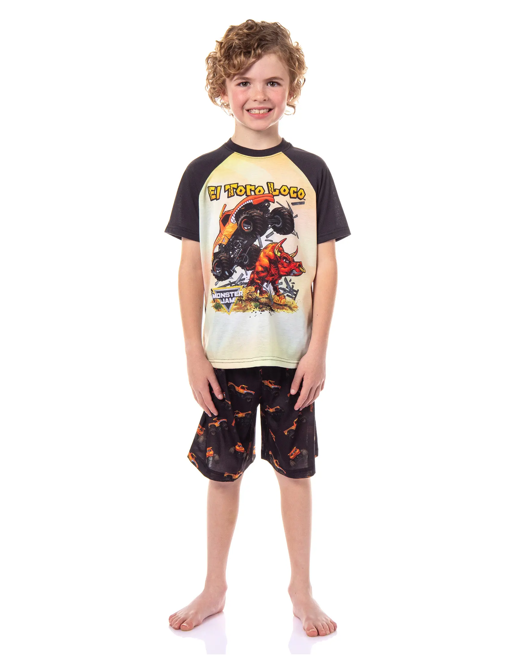 Monster Jam Boys' El Toro Loco Monster Truck 2-Piece Pajama Set Shirt and Shorts
