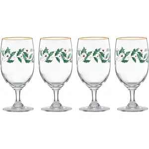 Lenox 849606 Holiday 4-Piece Iced Beverage Glass Set, Christmas Dinnerware, Hosting