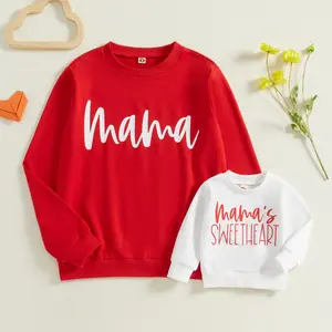 Mommy and Me Matching Outfits Valentine’s Day Long Sleeve Crewneck Letter Print Sweatshirts