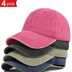 4pcs Unisex 100% Pure Cotton Baseball Caps - Adjustable, Breathable, Sun-Protective, Lightweight & Versatile for All Seasons, Pink, Gray, Beige, Navy Blue, Dark Blue, Light Brown