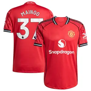 Unisex Soccer Manchester United Premier League Club Kobbie Mainoo 37 Champions League Playoffs 2025/26 Home/Away Stadium Jersey