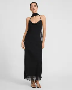 Express Cowl Neck Scarf Open Back Maxi Dress