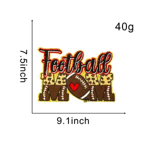 fashion outfits Sports leopard MOM Iron On Patches,Large cheetah chenille embroidered football baseball soccer basketball ,sew on for hat,sweater,backpack,jacket jeans,DIY accessories