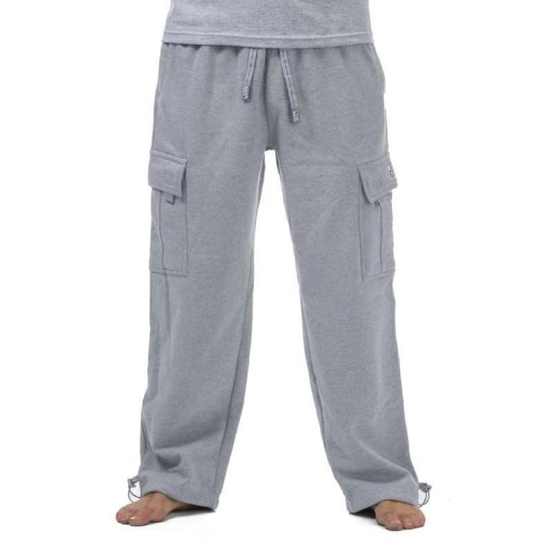 Men's Heavyweight Cargo Sweatpants Cargo Pants 6 Pockets Casual Fleece Pants Hip-Hop Harlan Style Loose Elastic Waistband Tall Comfortable Simple Style short Stretch Techwear plain button pocket cargo pant