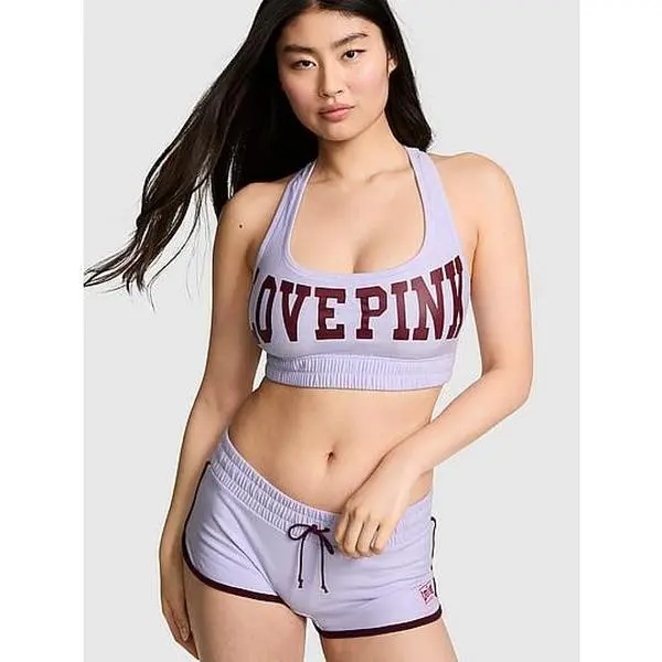 PINK Cotton Dorm Fleece Unlined Racerback Bralette