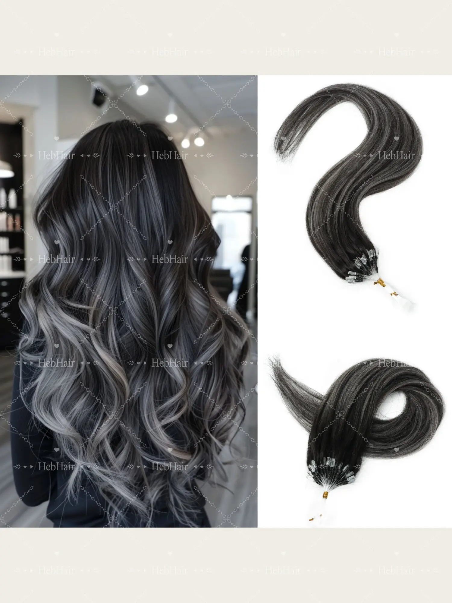 30g Pack Human Hair Ombre Micro Loop Extensions, Straight Sleek Balayage, Natural Hairpiece for K-Pop, Festivals, Everyday Wear, Soft and Skin-Friendly
