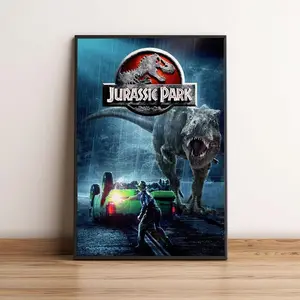 Original Jurassic Park Movie Poster, T-Rex Sci-Fi Thriller Cult Film Art Print, 1990 Steven Spielberg Glossy Large Format Decor Gift
