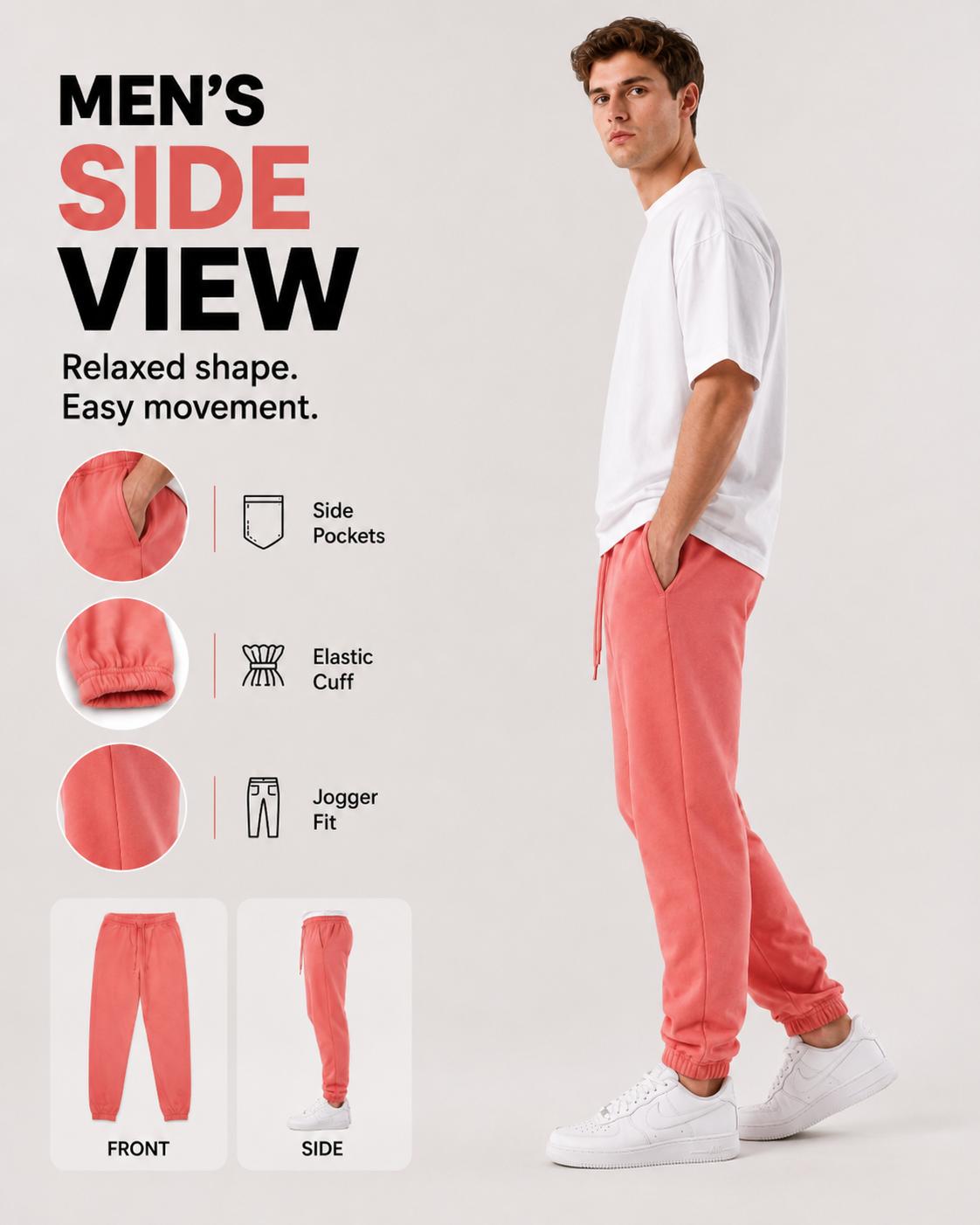 Fleece Elastic Bottom Sweatpants with Pockets, Relaxed Fit, Moisture Wicking, Breathable