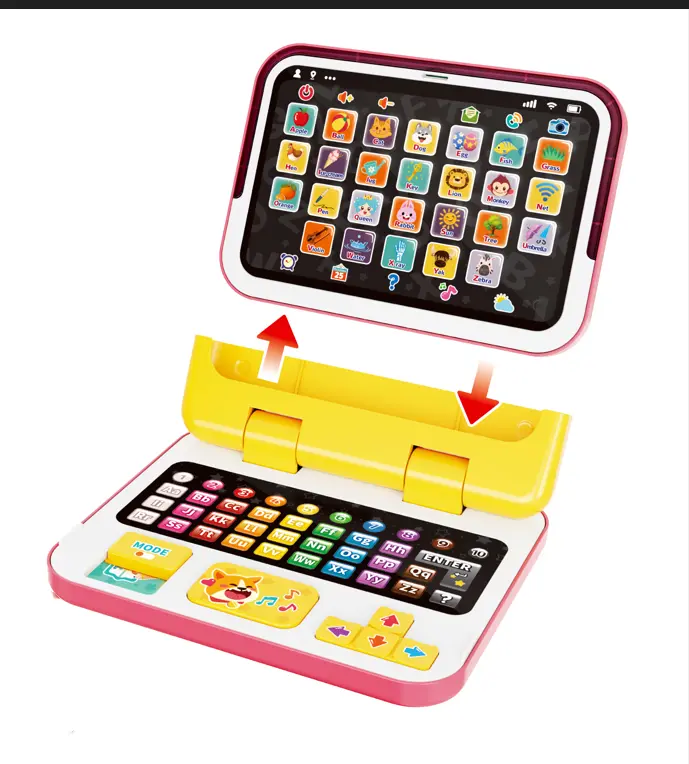 Montessori 2-in-1 Split-Screen Learning Tablet, Interactive Kids' Reading Educational Toy with Music, Lights, Early Development Machine for Toddlers, Birthday Gift (Toy Tablets & Computers)