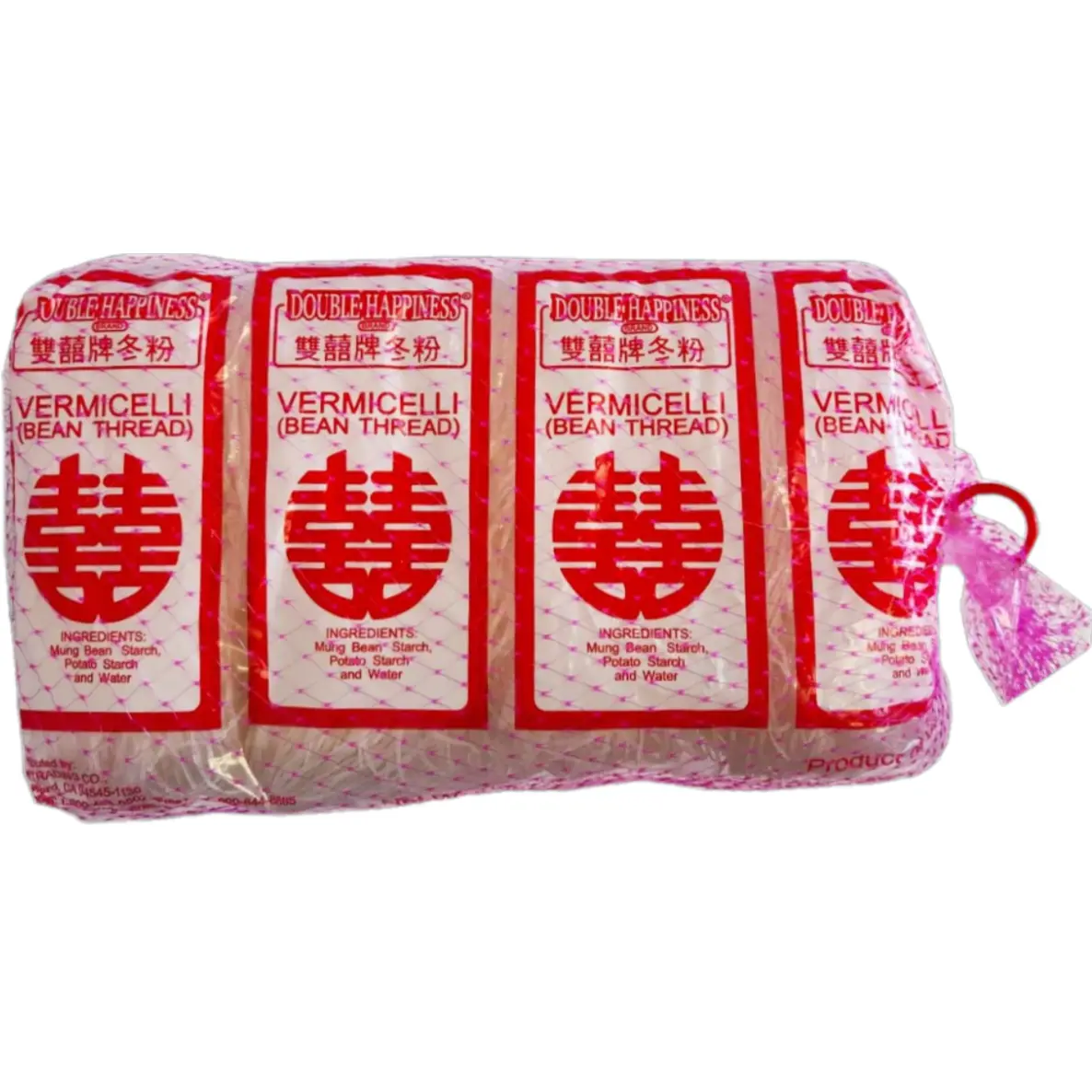 Double Happiness Traditional Mung Bean Starch Thread Vermicelli, 8-Pack (2 oz Each, 16 oz Total) - Low Calories, Gluten-Free, Salty & Savory
