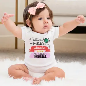 You Are Best Grandma in The World Spanish Print Baby Romper Newborn Short Sleeve Bodysuit Infant Summer Clothes Grandmother Gift