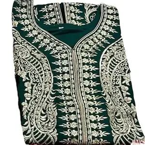 Green color, Sherwani Style Ladies Embroidered Jaal Suits and Women's Deep
