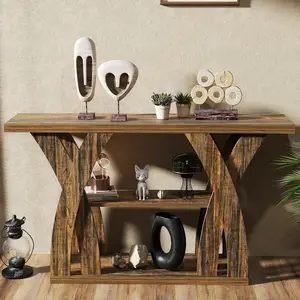 54.3” Entryway Table, 3-Tier Farmhouse Narrow new affordable coffee Table for Living Room, Hallway, Entryway Behind Sofa Entryway Sofa Table Modern Furniture