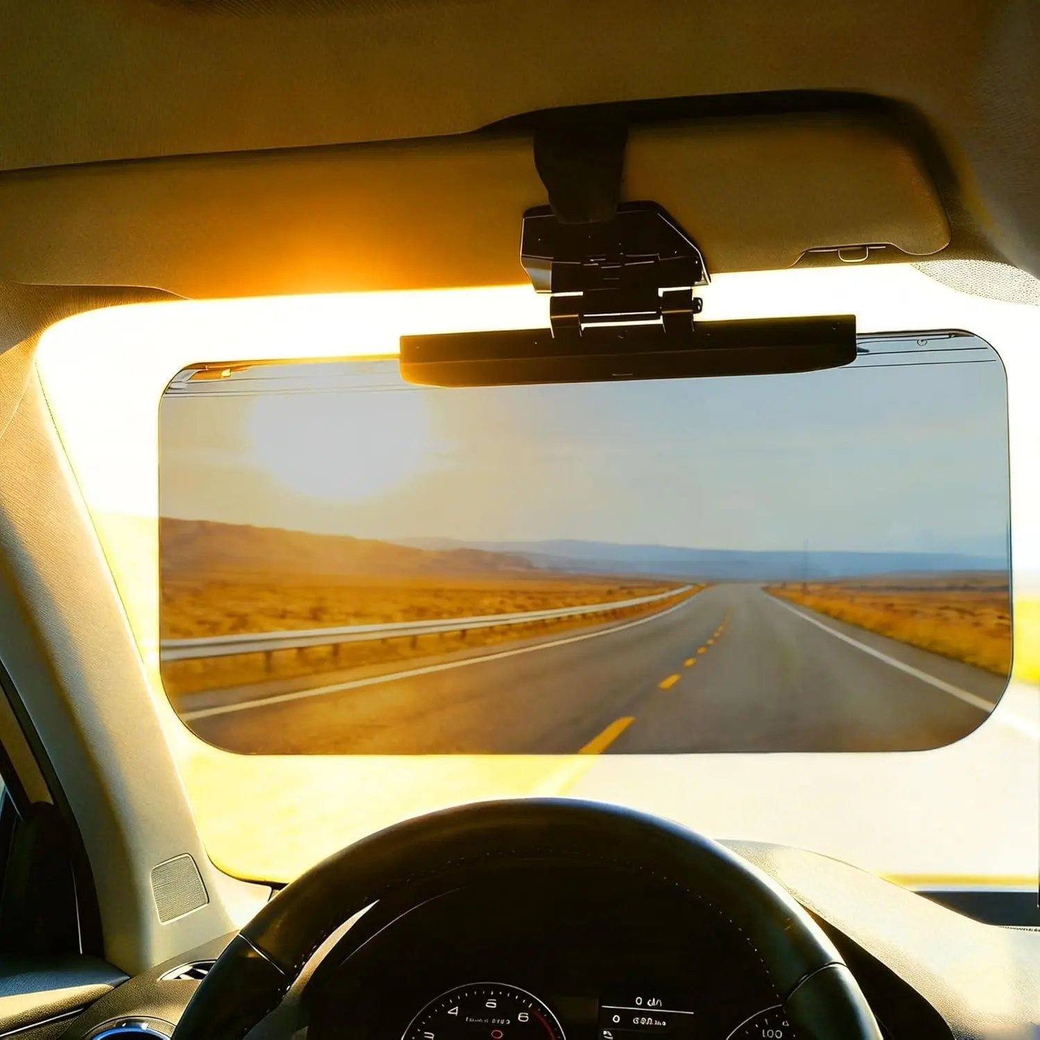 1-Piece Car Polarized Clip-On Sun Visor Extender, PC Plastic Polycarbonate Wide Cover, Adjustable Anti-Glare Accessory for Daily Driving, Sun Protection Fit for Cars, Trucks, SUVs