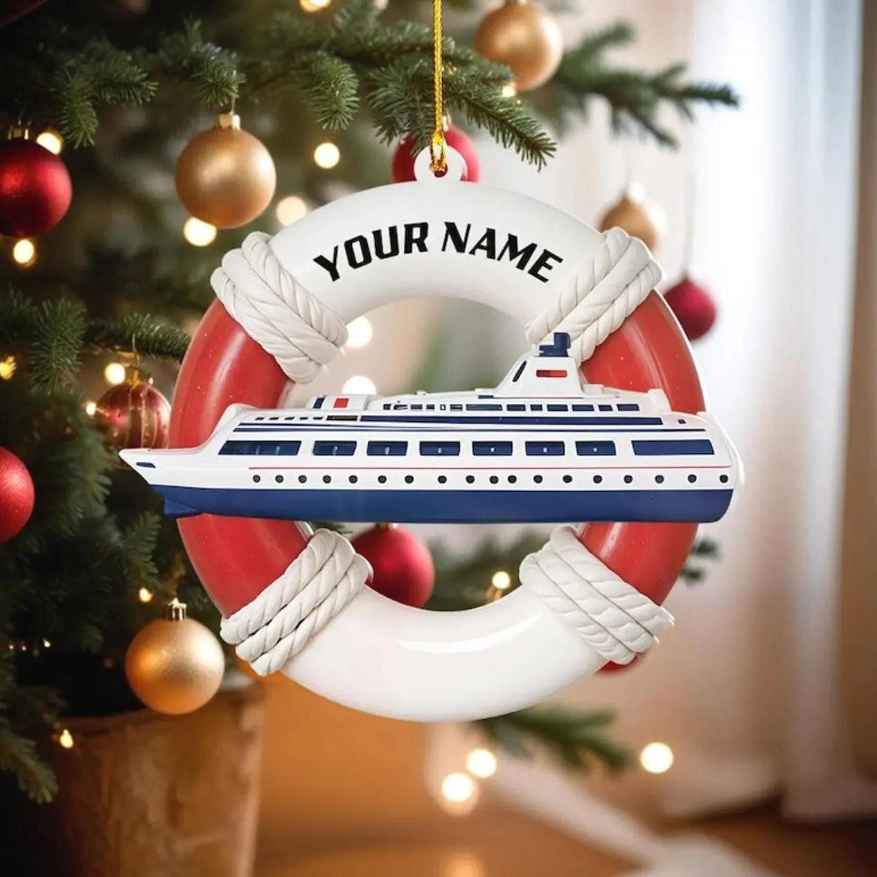 Personalized Cruise Christmas Ornament | Cruise Ship Ornament Vacation Gift, Cruise Lover Xmas Gift, Christmas Gift Family Cruise