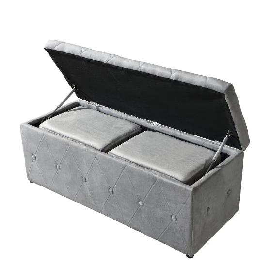 1 Rectangular Storage Ottoman And 2 Sets Of Ottoman