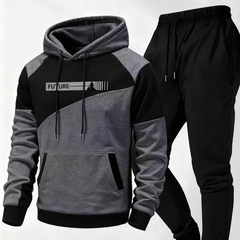 Men's 2-Piece Hooded Clothes Set - Stylish Hooded Sweatshirt & Casual Pants, Versatile Male Clothing Outfits for Youth, Mensfashion Daily Wear