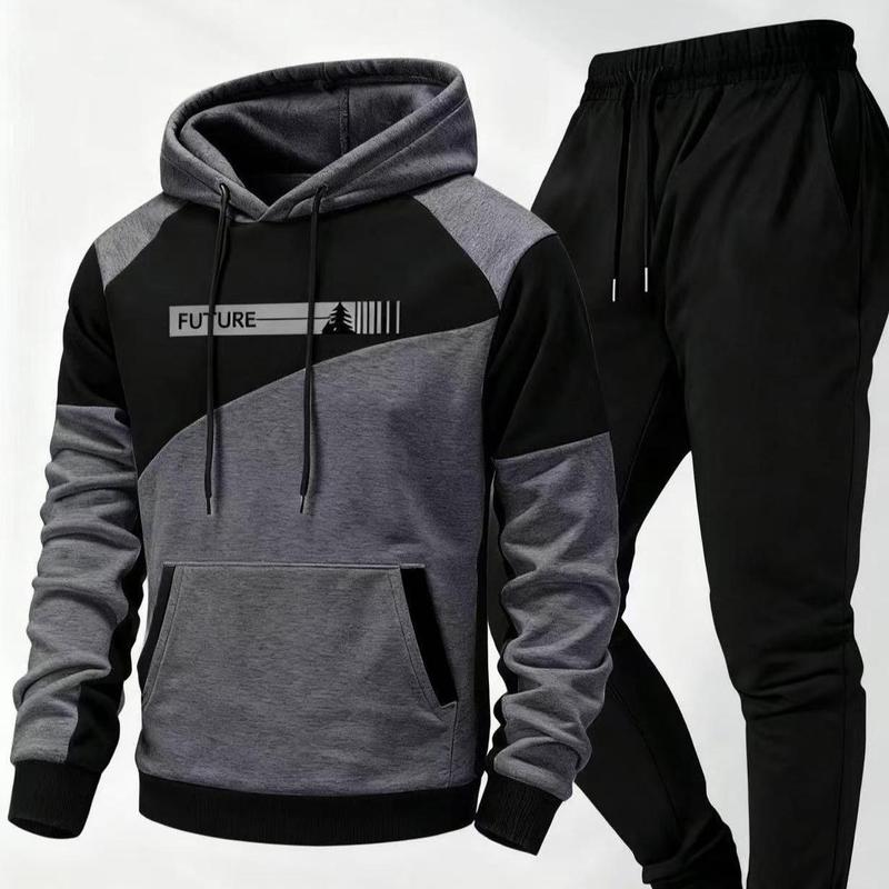 Men's 2-Piece Hooded Clothes Set - Stylish Hooded Sweatshirt & Casual Pants, Versatile Male Clothing Outfits for Youth, Mensfashion Daily Wear