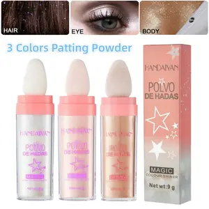 HANDAIYAN  3-Colors/Set Patting Powder for Contouring  Highlighting Smooth Matte Bronzer with Gentle Glitter Shimmer for Daily & Party Makeup Quick Application Non-Clogging Formula