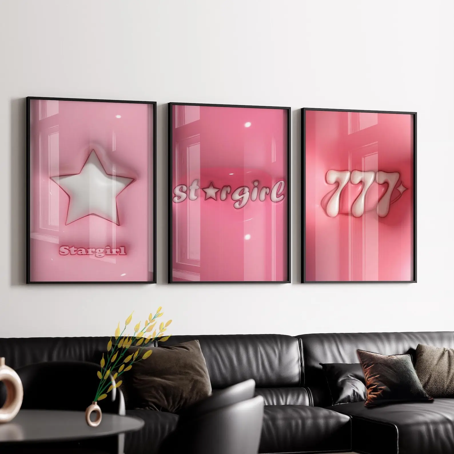 Trendy Pink Stargirl Wall Art Poster Set of 3
